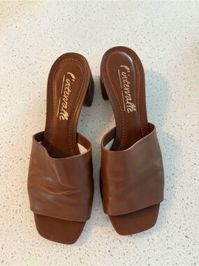 L'INTERVALLE Brown Leather Slide Mules